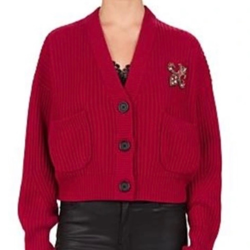 The Kooples Batwing Cropped Cardigan Womens SZ 8